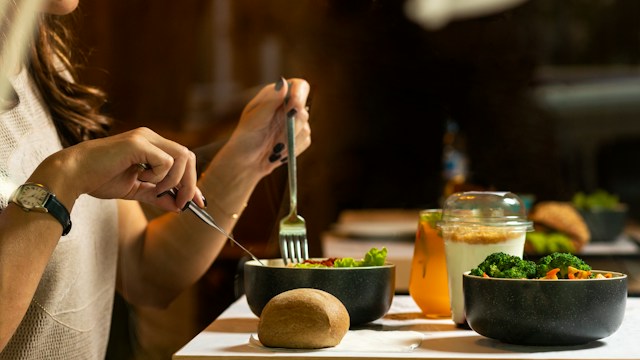 Colorful healthy meal on a wooden table
